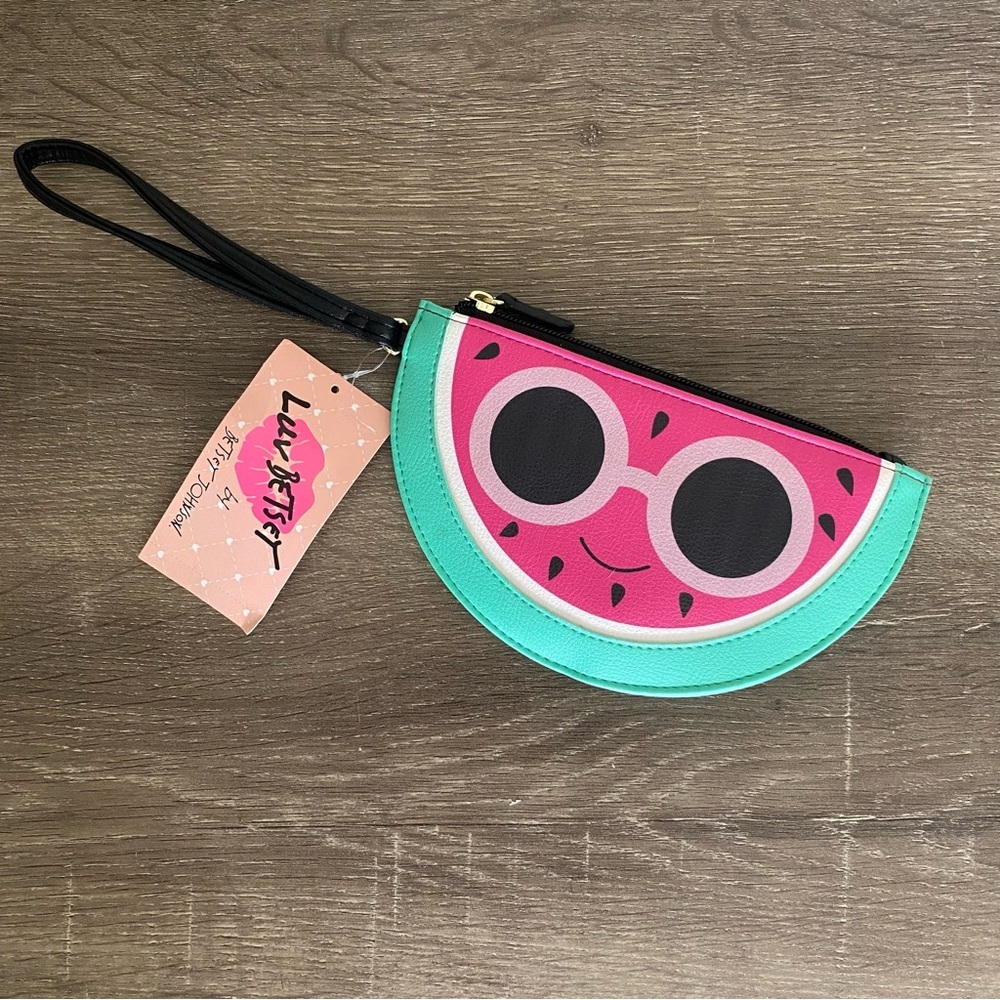 NWT Betsey Johnson Watermelon Wristlet Pink Green Novelty Spring Summer Vacation